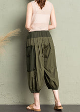 Load image into Gallery viewer, Natural Army Green Pockets Patchwork Cotton Lantern Pants Summer