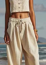 Load image into Gallery viewer, Natural Beige Patchwork Tie Waist Lantern Pants Summer