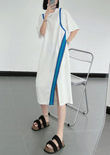 Load image into Gallery viewer, Natural Black O-Neck Asymmetrical Patchwork Cotton Dresses Summer