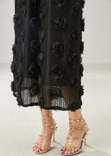 Load image into Gallery viewer, Natural Black Stereoscopic Floral Knit Skirts Summer