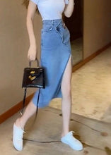 Load image into Gallery viewer, Natural Blue Sashes Patchwork High Waist Denim Maxi Skirts