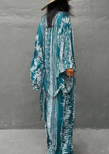 Load image into Gallery viewer, Natural Blue Tie Dye Tie Waist Seabeach Rash Long Smock Long Sleeve