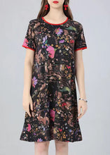 Load image into Gallery viewer, Natural Floral O Neck Print Patchwork Cotton Mid Dress Summer