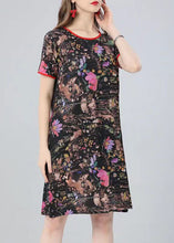 Load image into Gallery viewer, Natural Floral O Neck Print Patchwork Cotton Mid Dress Summer