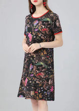 Load image into Gallery viewer, Natural Floral O Neck Print Patchwork Cotton Mid Dress Summer