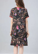 Load image into Gallery viewer, Natural Floral O Neck Print Patchwork Cotton Mid Dress Summer