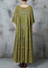 Load image into Gallery viewer, Natural Green Hollow Out Exra Large Hem Cotton Dress Summer