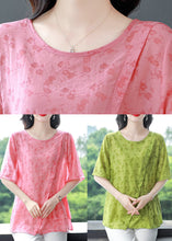 Load image into Gallery viewer, Natural Green Print Asymmetrical Patchwork Linen Blouses Summer