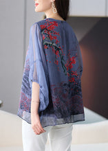 Load image into Gallery viewer, Natural Grey O Neck Print Patchwork Chiffon Shirt Tops Lantern Sleeve