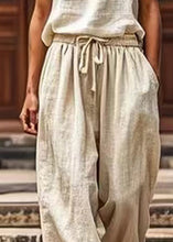 Load image into Gallery viewer, Natural Linen Pockets Tie Waist Lantern Pants Summer