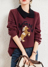 Load image into Gallery viewer, Natural Mulberry Peter Pan Collar Patchwork Horse Cotton Loose Sweatshirts Top Spring