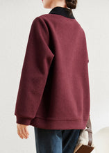 Load image into Gallery viewer, Natural Mulberry Peter Pan Collar Patchwork Horse Cotton Loose Sweatshirts Top Spring