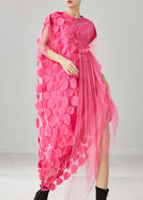 Load image into Gallery viewer, Natural Pink Asymmetrical Patchwork Tulle Maxi Dress Summer