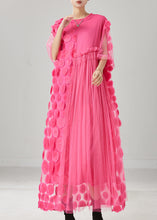 Load image into Gallery viewer, Natural Pink Asymmetrical Patchwork Tulle Maxi Dress Summer