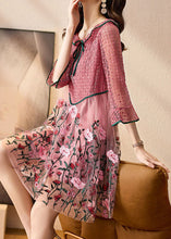 Load image into Gallery viewer, Natural Pink Embroidered Patchwork Tulle Mid Dress Spring