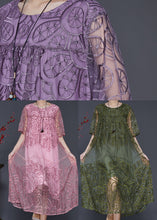 Load image into Gallery viewer, Natural Purple Embroidered Tulle Long Dresses Summer