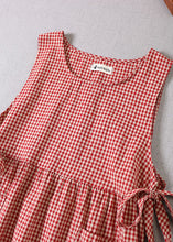 Load image into Gallery viewer, Natural Red Cinched Plaid Party Dress Spring