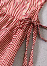 Load image into Gallery viewer, Natural Red Cinched Plaid Party Dress Spring