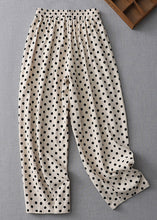 Load image into Gallery viewer, New Apricot Dot Pockets Elastic Waist Cotton Crop Pants Summer