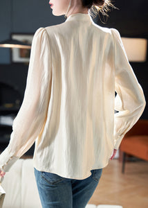 New Apricot Embroidered Button Cotton Shirt Long Sleeve