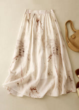 Load image into Gallery viewer, New Apricot Print Elastic Waist Linen Skirts Summer