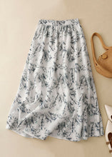 Load image into Gallery viewer, New Apricot Print Elastic Waist Linen Skirts Summer