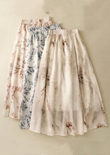 Load image into Gallery viewer, New Apricot Print Elastic Waist Linen Skirts Summer