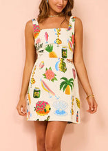 Load image into Gallery viewer, New Apricot Square Collar Lace Up Print Cotton Mid Dress Sleeveless