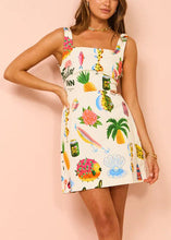 Load image into Gallery viewer, New Apricot Square Collar Lace Up Print Cotton Mid Dress Sleeveless