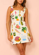 Load image into Gallery viewer, New Apricot Square Collar Lace Up Print Cotton Mid Dress Sleeveless