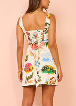 Load image into Gallery viewer, New Apricot Square Collar Lace Up Print Cotton Mid Dress Sleeveless