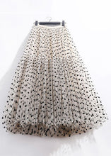 Load image into Gallery viewer, New Apricot Wrinkled Dot High Waist Tulle Skirt