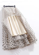 Load image into Gallery viewer, New Apricot Wrinkled Dot High Waist Tulle Skirt