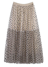 Load image into Gallery viewer, New Apricot Wrinkled Dot High Waist Tulle Skirt