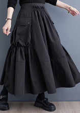 Load image into Gallery viewer, New Army Green Wrinkled Pockets Patchwork Cotton Skirts Fall