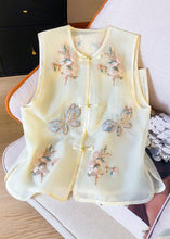 Load image into Gallery viewer, New Beige Embroidered Button Tulle Waistcoat Sleeveless