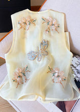 Load image into Gallery viewer, New Beige Embroidered Button Tulle Waistcoat Sleeveless