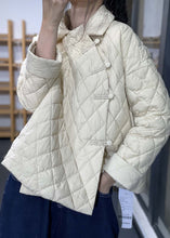 Load image into Gallery viewer, New Beige Peter Pan Collar Button Patchwork Thin Parka Winter