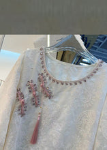 Load image into Gallery viewer, New Beige Zircon Embroidered Cotton Shirt Long Sleeve