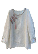 Load image into Gallery viewer, New Beige Zircon Embroidered Cotton Shirt Long Sleeve