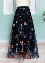 Load image into Gallery viewer, New Black Embroidered High Waist Tulle Skirt Summer