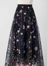 Load image into Gallery viewer, New Black Embroidered High Waist Tulle Skirt Summer