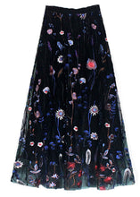 Load image into Gallery viewer, New Black Embroidered High Waist Tulle Skirt Summer