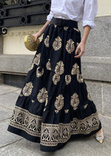 Load image into Gallery viewer, New Black Print High Waist Cotton Maxi Skirts Fall