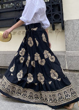 Load image into Gallery viewer, New Black Print High Waist Cotton Maxi Skirts Fall