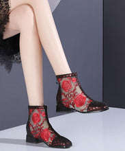 Load image into Gallery viewer, New Blue Hollow Out Breathable Mesh Splicing Ankle Boots