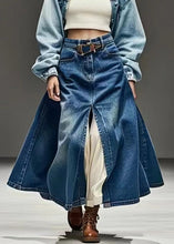 Load image into Gallery viewer, New Blue Pockets Side Open High Waist Denim Skirts Summer