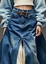 Load image into Gallery viewer, New Blue Pockets Side Open High Waist Denim Skirts Summer