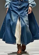 Load image into Gallery viewer, New Blue Pockets Side Open High Waist Denim Skirts Summer