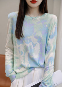 New Blue Print Thin Silk Cotton Top Long Sleeve